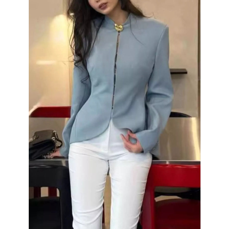 Slim-Fit Blazer with Gold Hardware Detail Apparel and Accessories