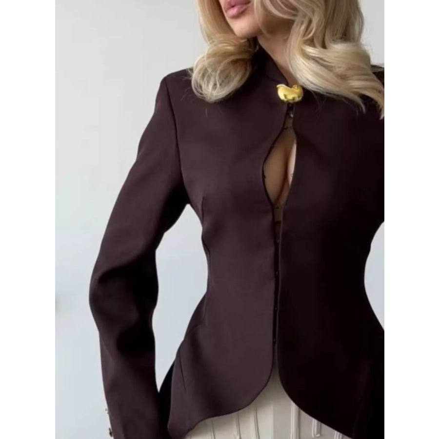Slim-Fit Blazer with Gold Hardware Detail Apparel and Accessories