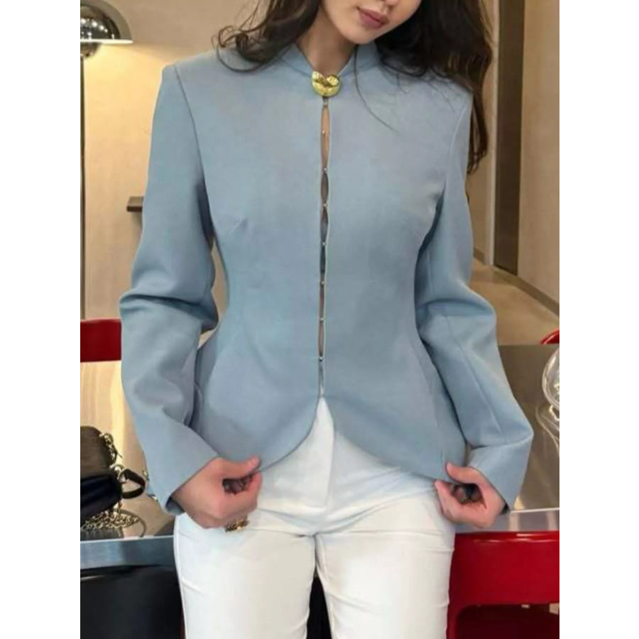 Slim-Fit Blazer with Gold Hardware Detail Apparel and Accessories