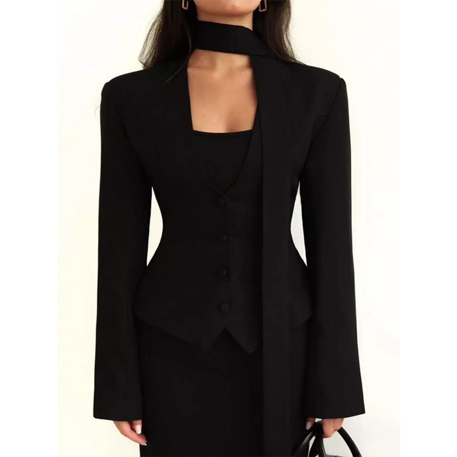 Slim-Fit Button Down Blazer Black / S Apparel and Accessories