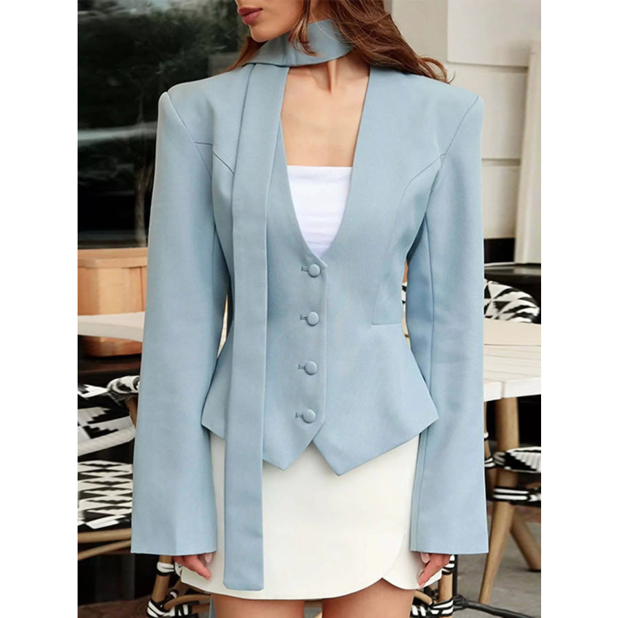 Slim-Fit Button Down Blazer Blue / S Apparel and Accessories