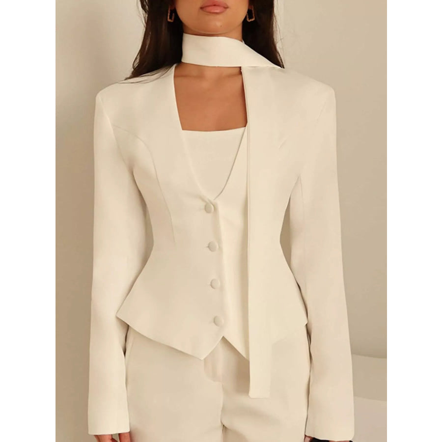 Slim-Fit Button Down Blazer White / S Apparel and Accessories