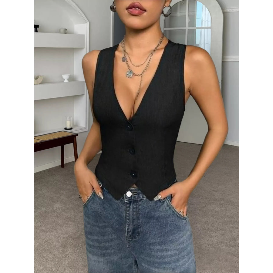 Slim Fit Button-Down Vest Apparel and Accessories