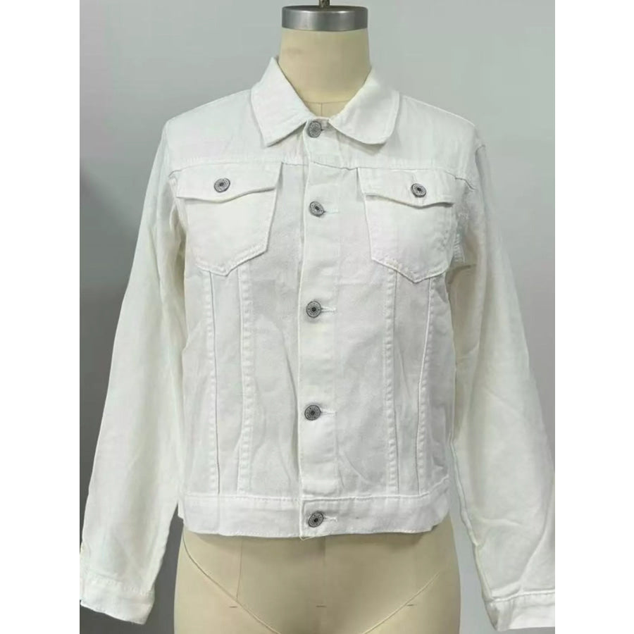 Slim-Fit Button Up Denim Jacket Apparel and Accessories