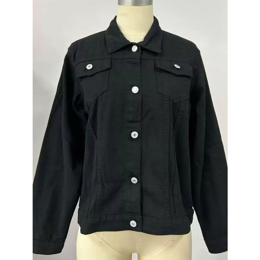 Slim-Fit Button Up Denim Jacket Apparel and Accessories