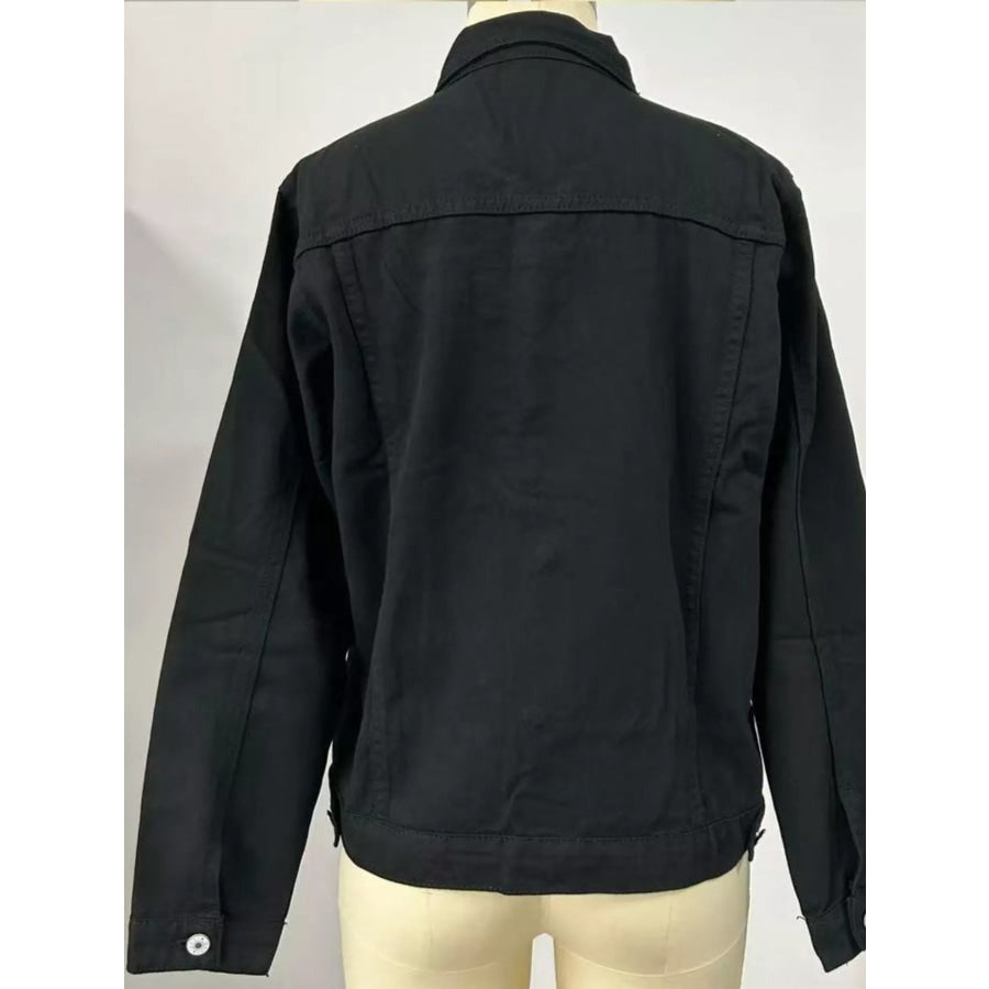Slim-Fit Button Up Denim Jacket Apparel and Accessories