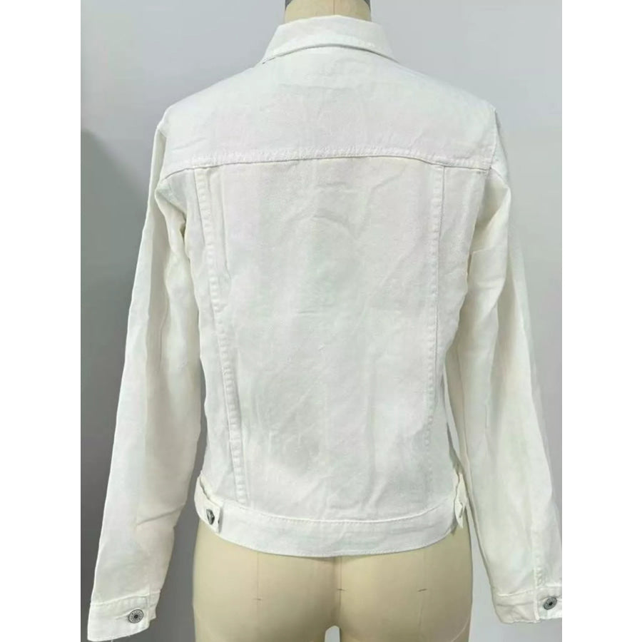 Slim-Fit Button Up Denim Jacket Apparel and Accessories