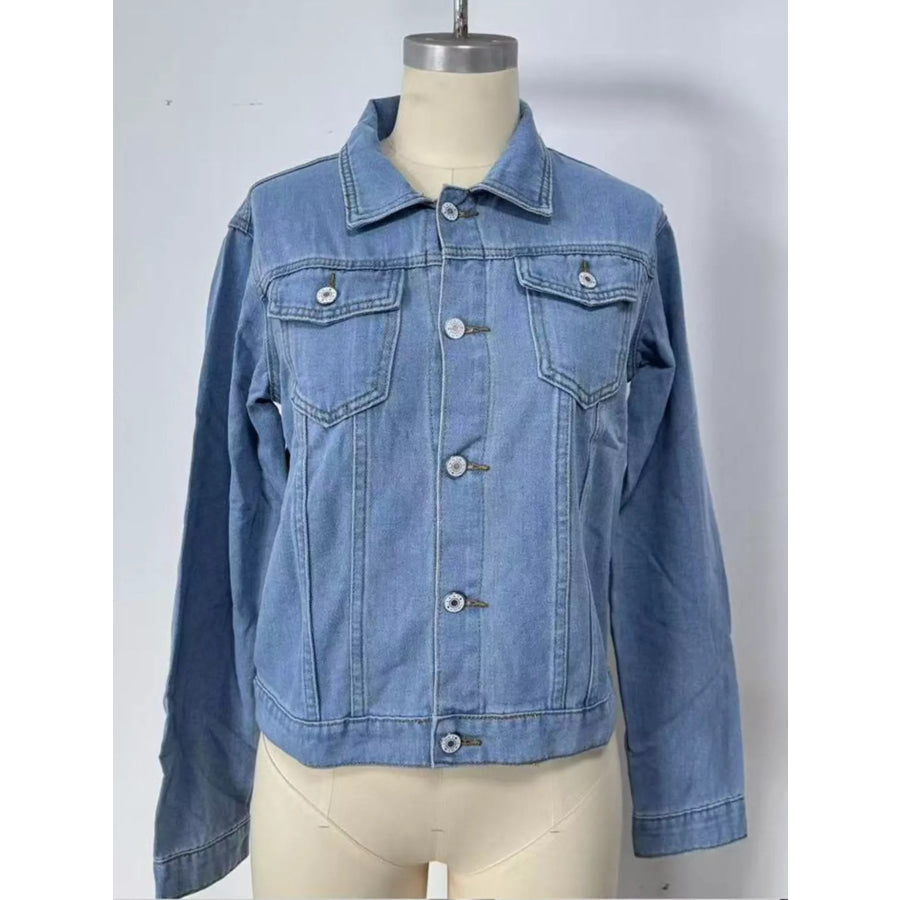 Slim-Fit Button Up Denim Jacket Light Blue / S Apparel and Accessories