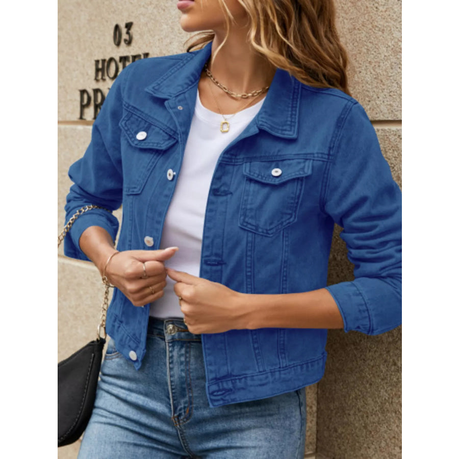 Slim-Fit Button Up Denim Jacket Dark Blue / S Apparel and Accessories