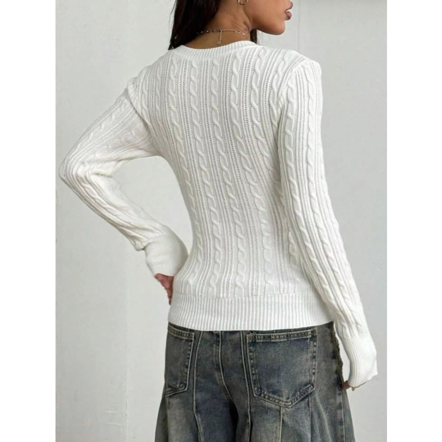 Slim-Fit Cable Knit Top Apparel and Accessories