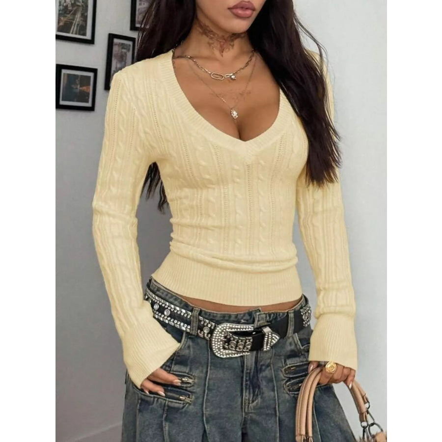 Slim-Fit Cable Knit Top Apparel and Accessories