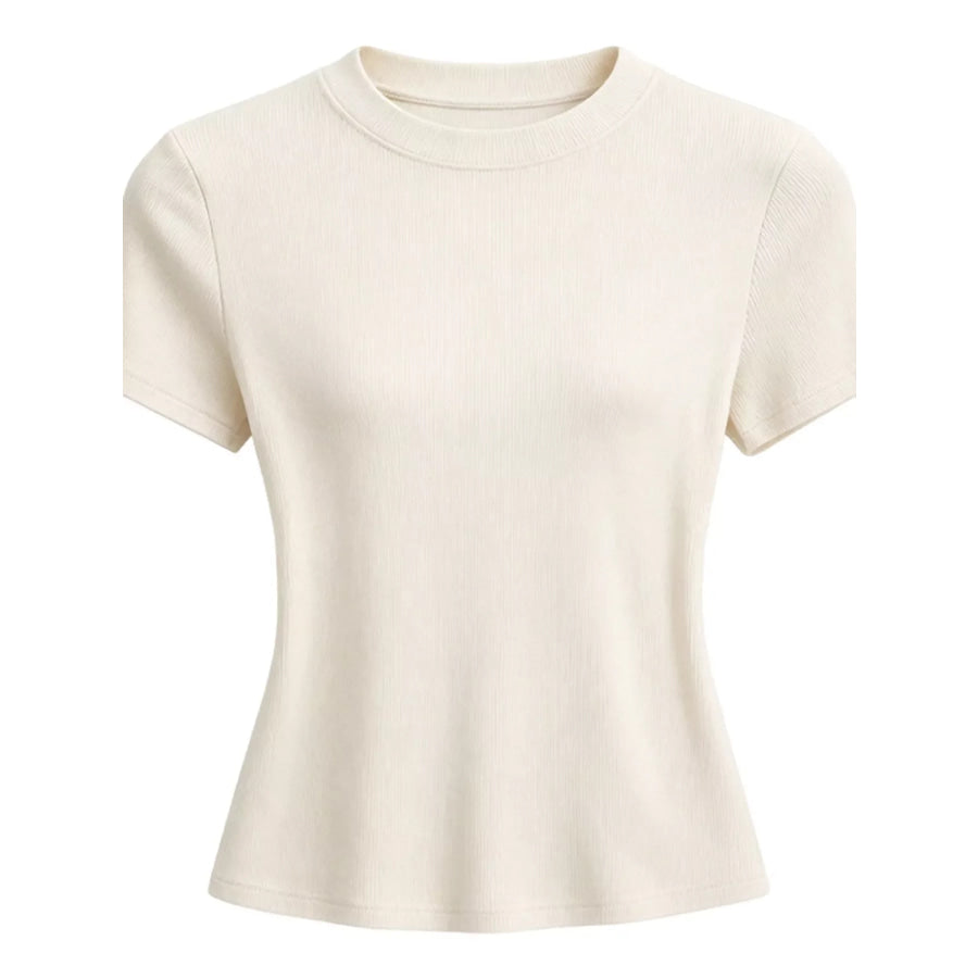 Slim-Fit Crew Neck Basic T-Shirt Apricot / M Apparel and Accessories