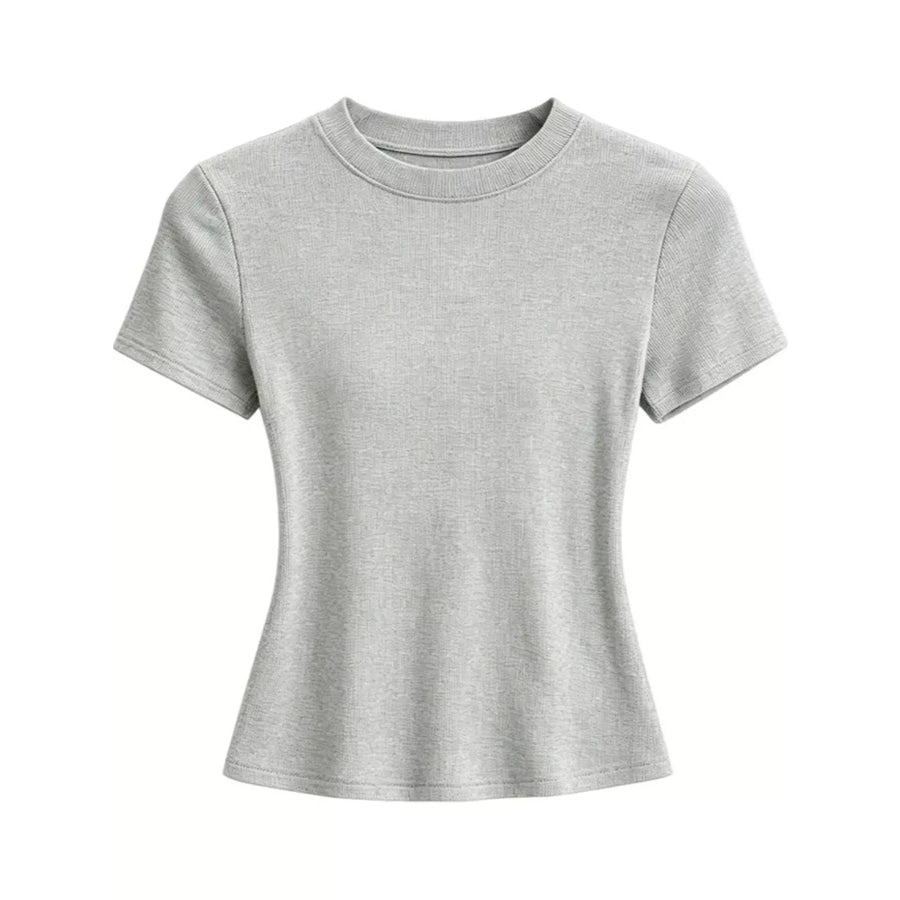 Slim-Fit Crew Neck Basic T-Shirt Light Gray / M Apparel and Accessories
