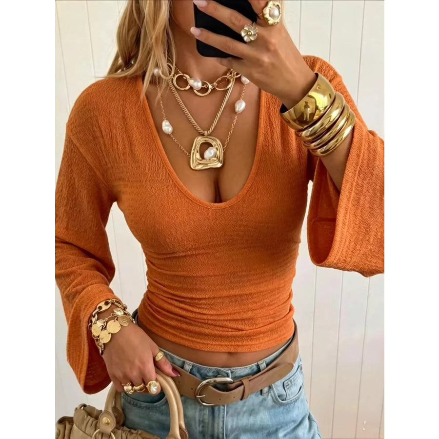 Slim Fit Flare Sleeve Top Apparel and Accessories