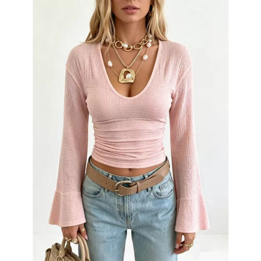 Slim Fit Flare Sleeve Top Apparel and Accessories