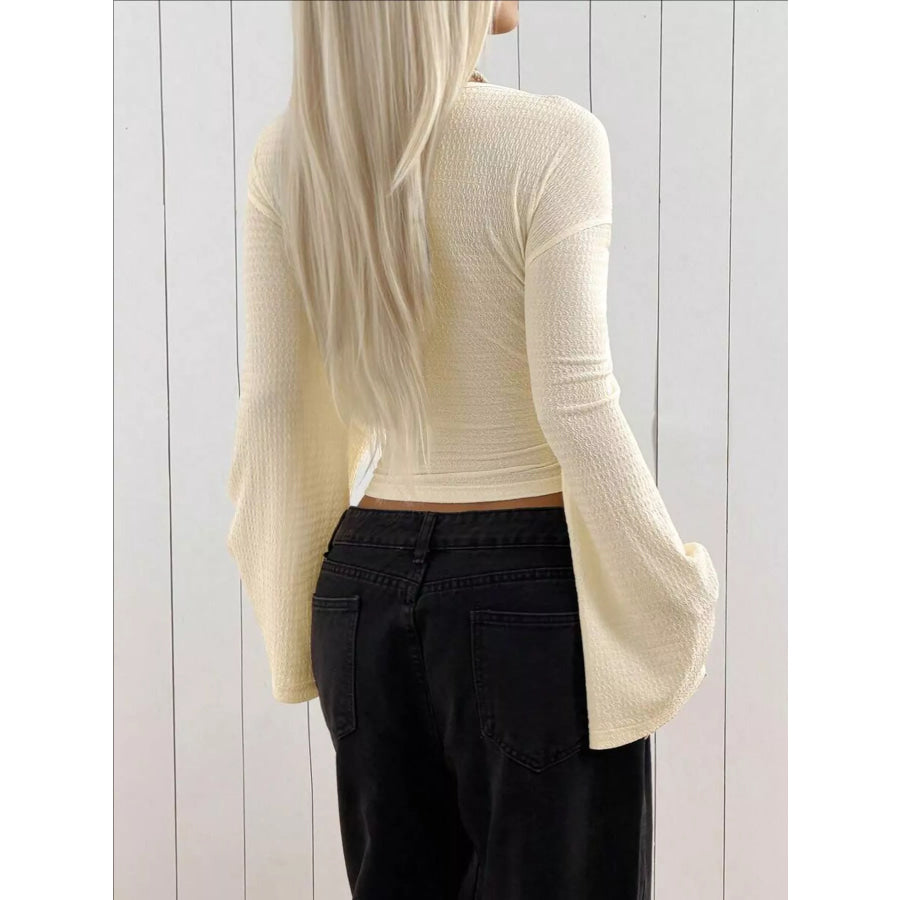 Slim Fit Flare Sleeve Top Apparel and Accessories