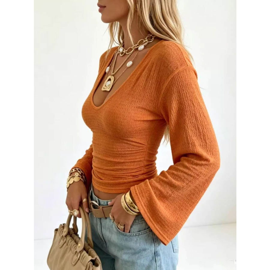 Slim Fit Flare Sleeve Top Apparel and Accessories