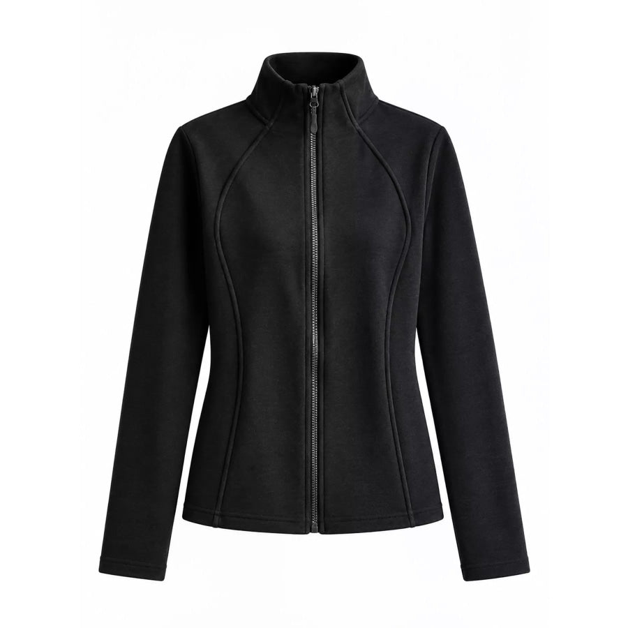 Slim-Fit Full-Zip Fleece Jacket Black Gray / M Apparel and Accessories