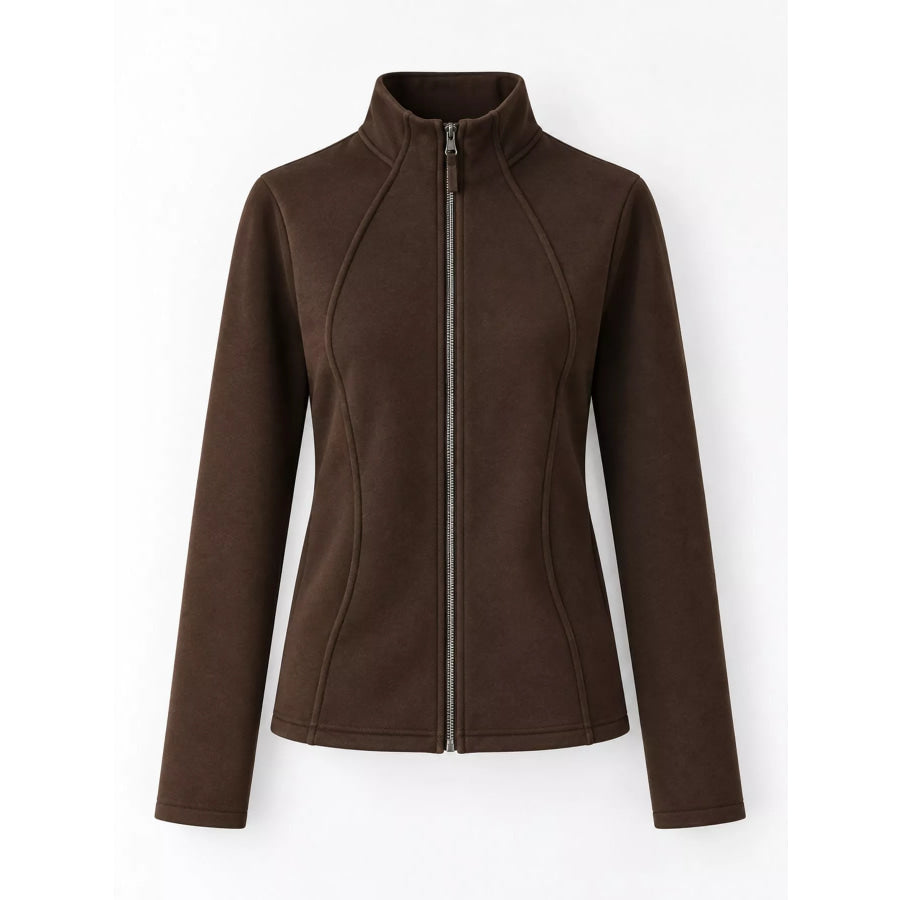 Slim-Fit Full-Zip Fleece Jacket Coffee / M Apparel and Accessories