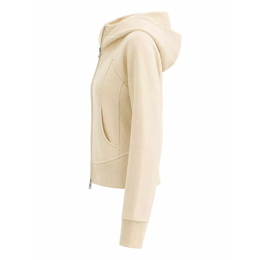 Slim-Fit Full-Zip Hoodie Off-White / S Apparel and Accessories