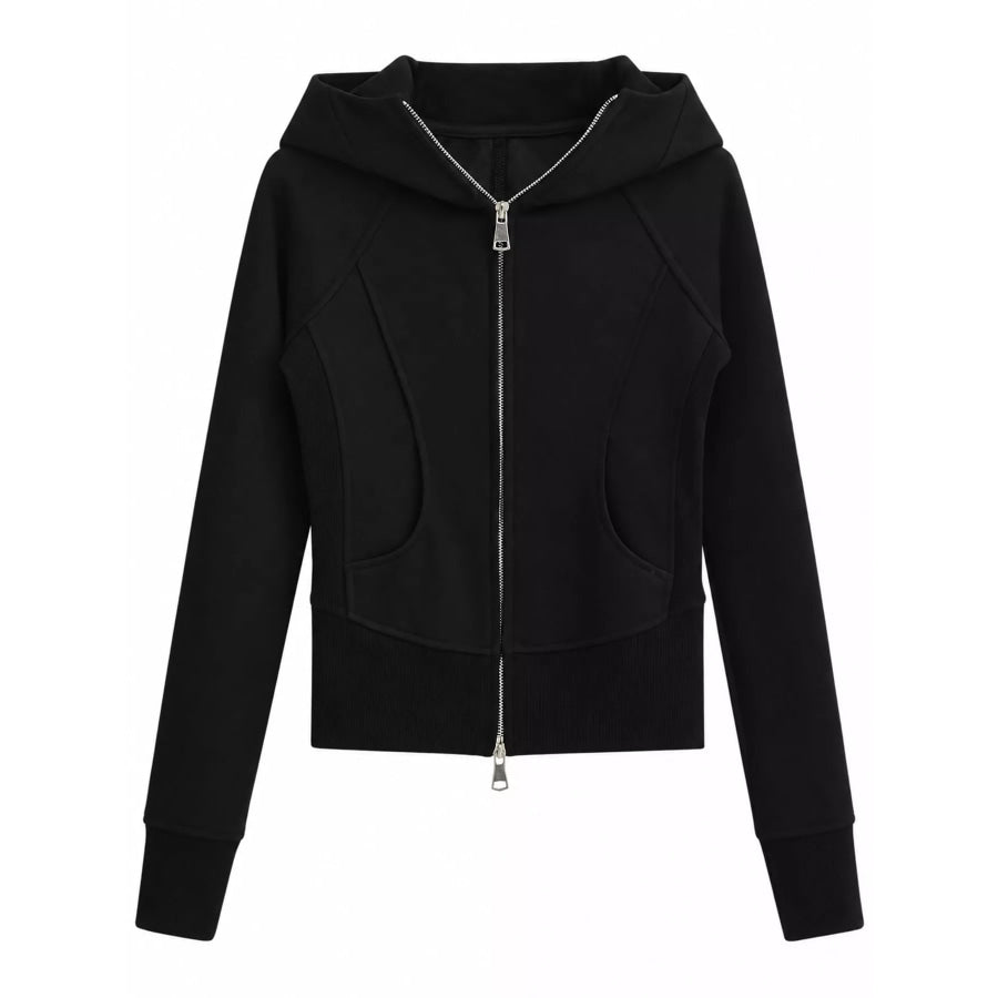 Slim-Fit Full-Zip Hoodie Black / S Apparel and Accessories