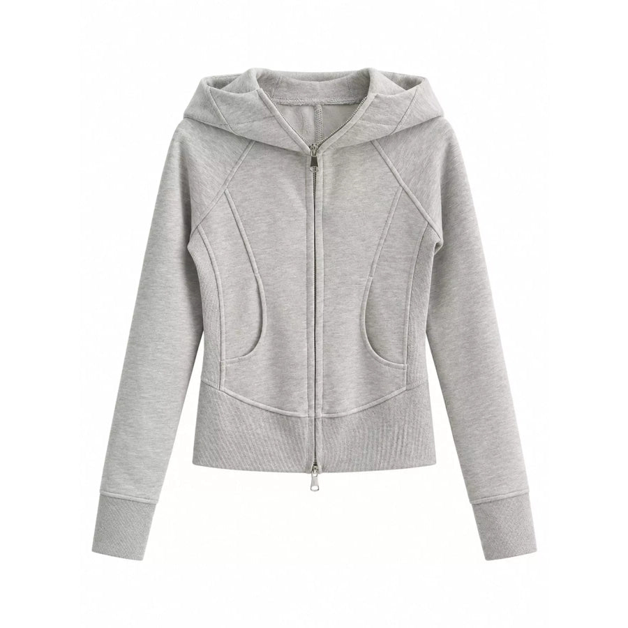 Slim-Fit Full-Zip Hoodie Light Gray / S Apparel and Accessories