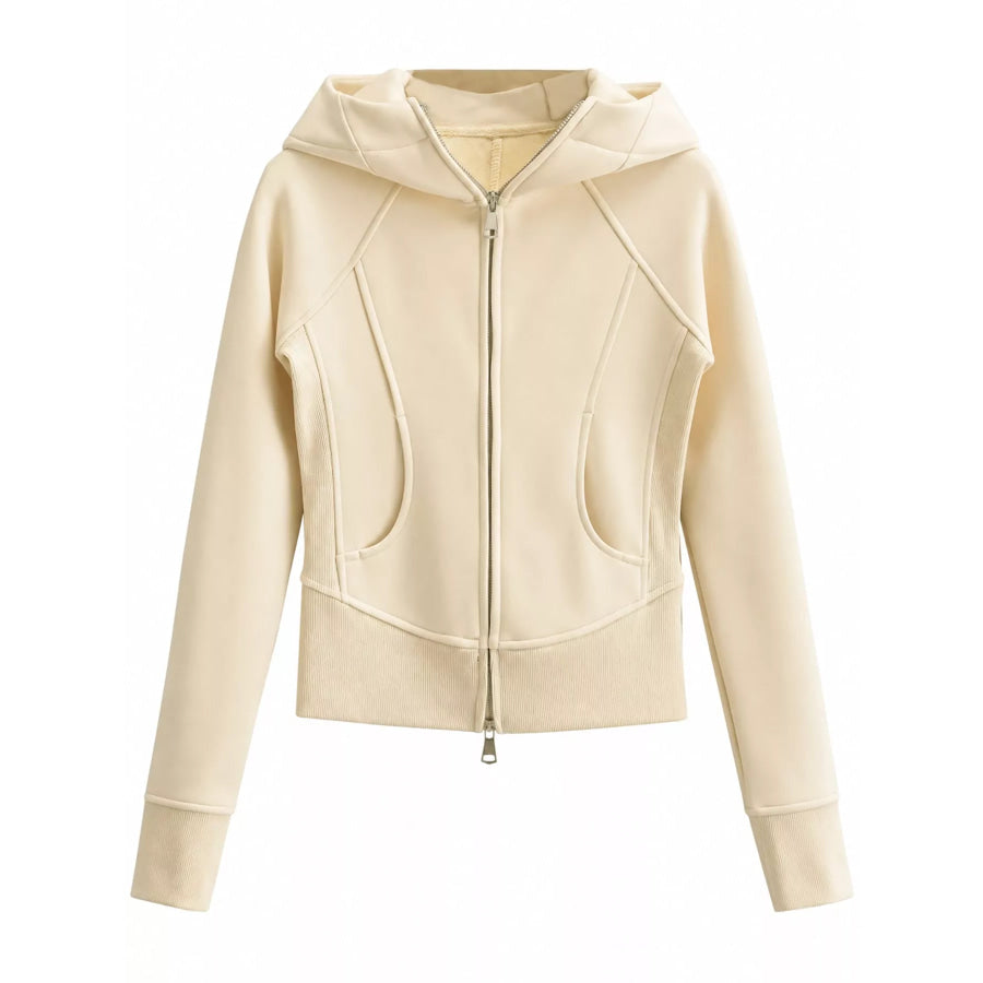 Slim-Fit Full-Zip Hoodie Off-White / S Apparel and Accessories