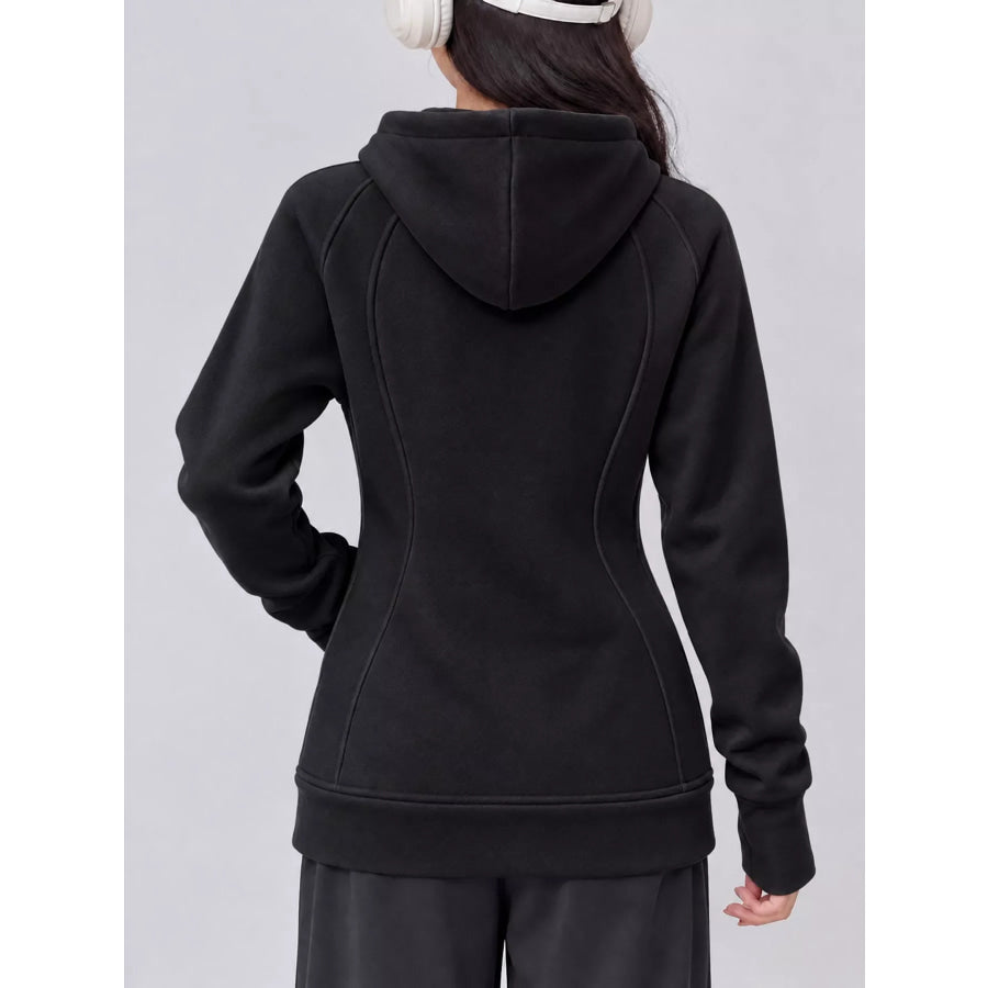 Slim-Fit Full-Zip Thumb Hole Long Sleeve Hoodie with Pockets Apparel and Accessories