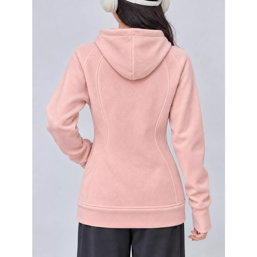 Slim-Fit Full-Zip Thumb Hole Long Sleeve Hoodie with Pockets Apparel and Accessories