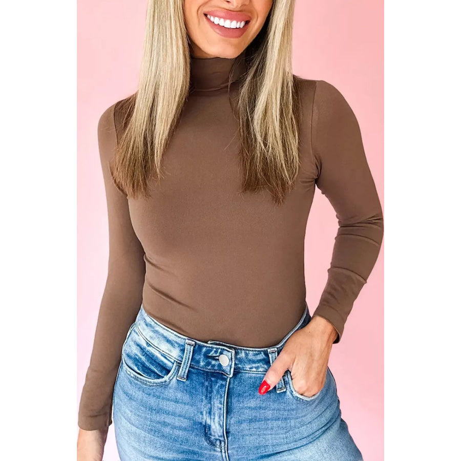 Slim Fit High Neck Long Sleeve Basic Top Apparel and Accessories