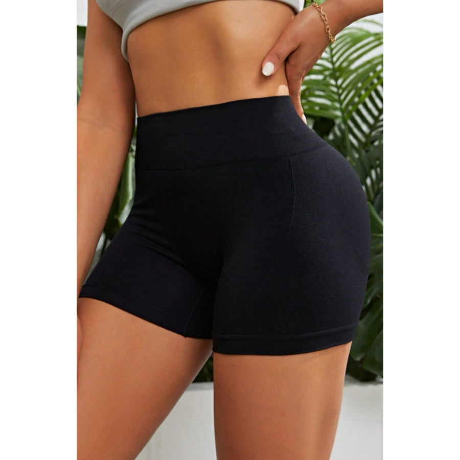 Slim Fit High Waistband Active Shorts Black / S