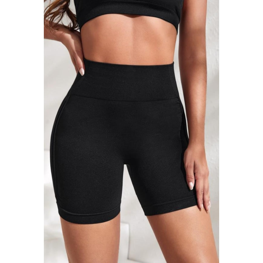 Slim Fit High Waistband Active Shorts Black / S