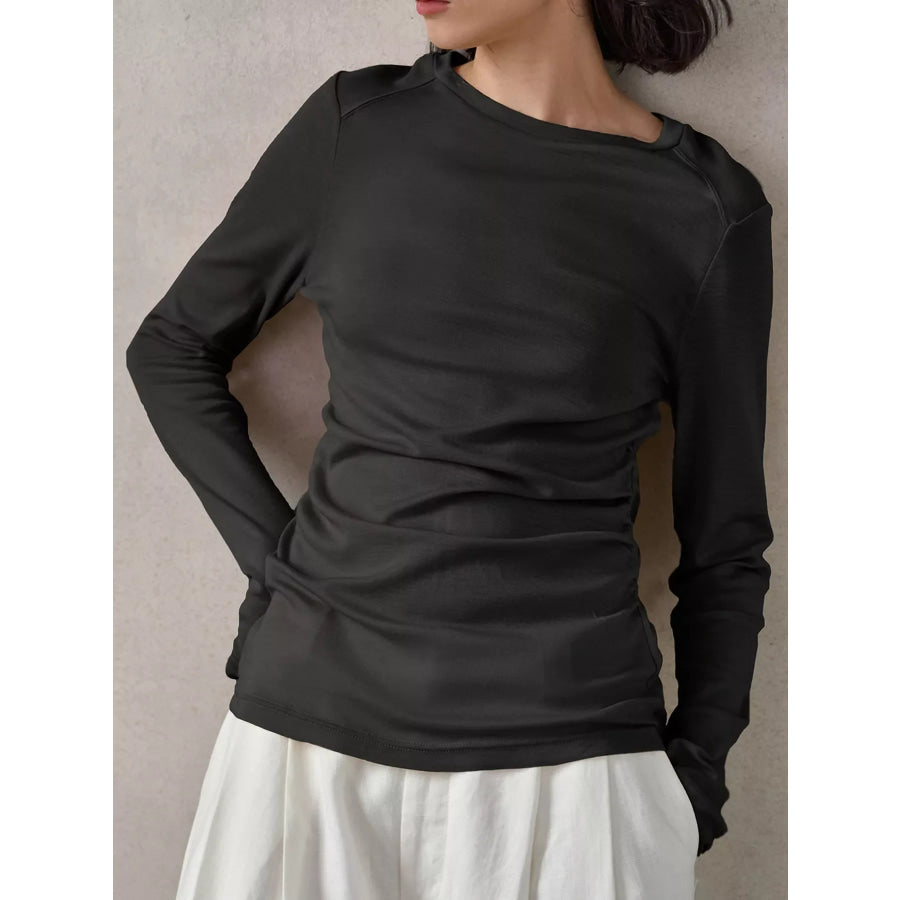 Slim-Fit Long Sleeve Crew Neck T-Shirt Dark Gray / S Apparel and Accessories