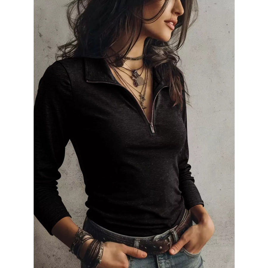 Slim Fit Long Sleeve Quarter-Zip T-Shirt Apparel and Accessories
