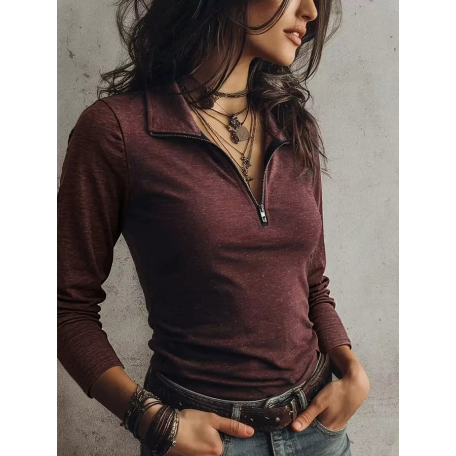 Slim Fit Long Sleeve Quarter-Zip T-Shirt Apparel and Accessories