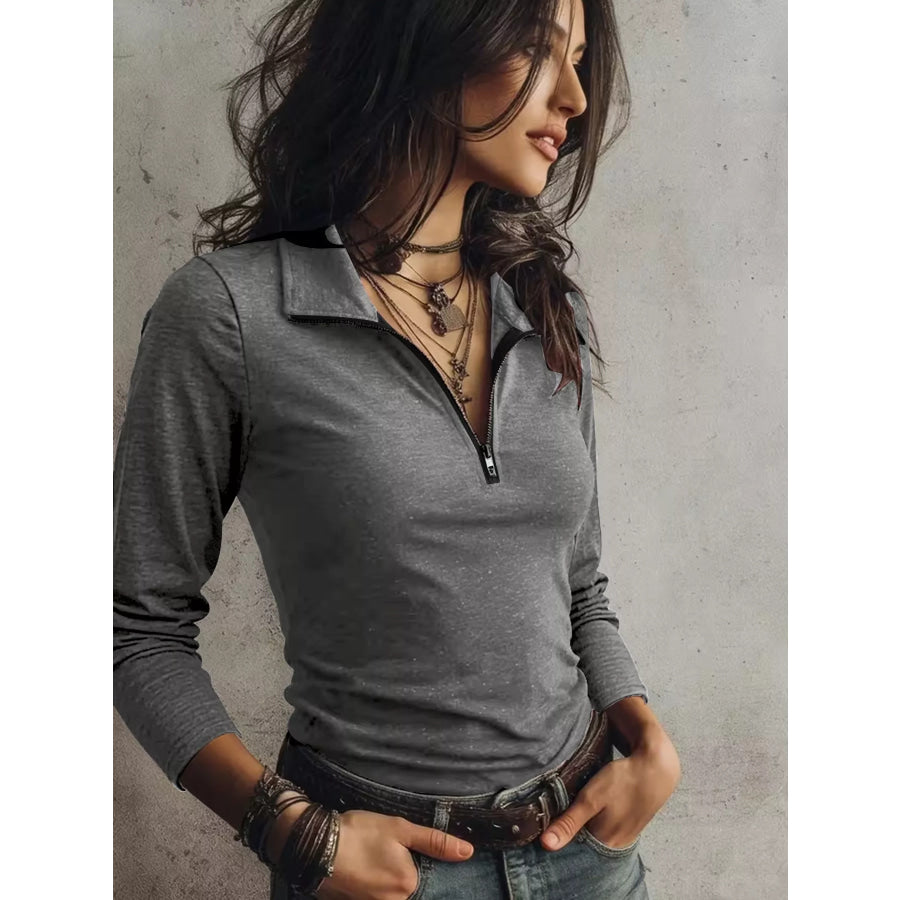 Slim Fit Long Sleeve Quarter-Zip T-Shirt Apparel and Accessories