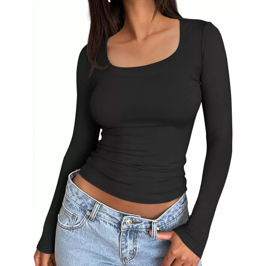Slim Fit Long Sleeve T-Shirt Black / S Apparel and Accessories
