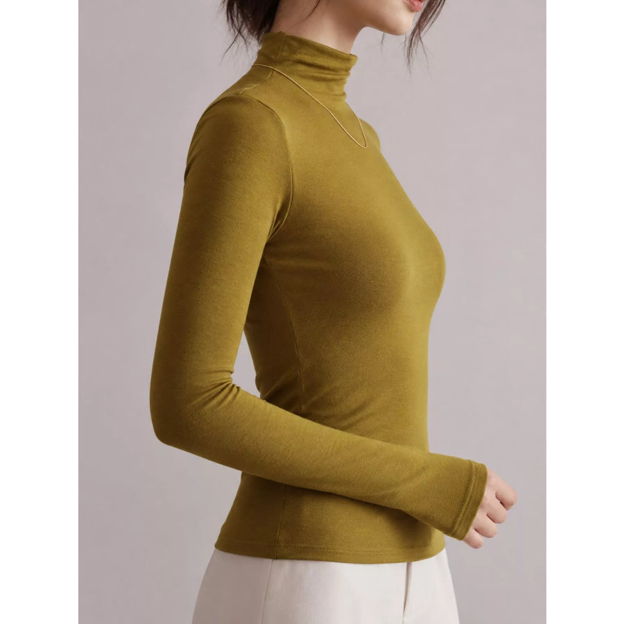 Slim-Fit Mock Neck Long Sleeve T-Shirt Apparel and Accessories