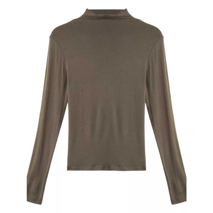 Slim-Fit Mock Neck Long Sleeve T-Shirt Apparel and Accessories