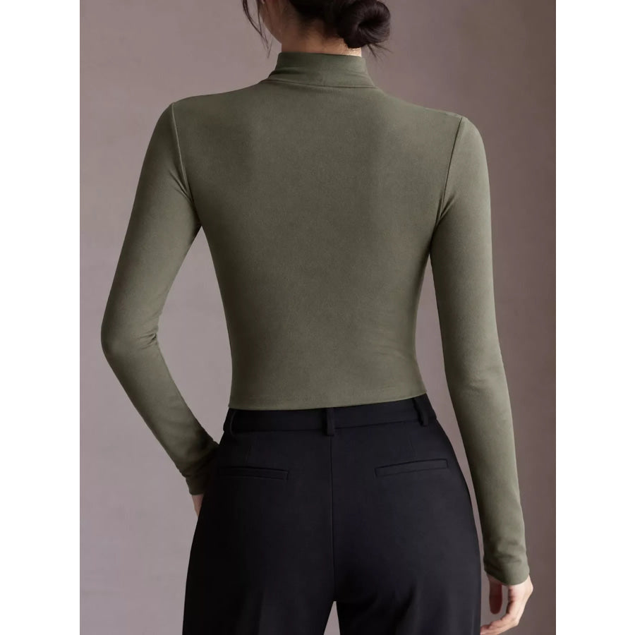 Slim-Fit Mock Neck Long Sleeve T-Shirt Apparel and Accessories