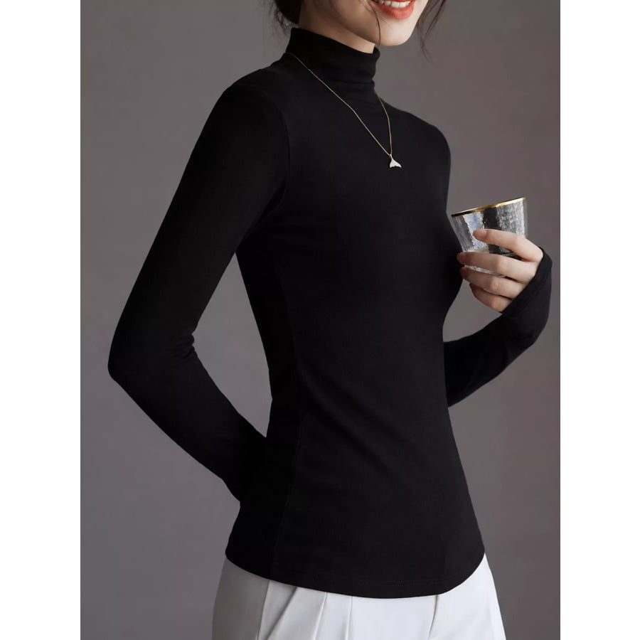 Slim-Fit Mock Neck Long Sleeve T-Shirt Apparel and Accessories