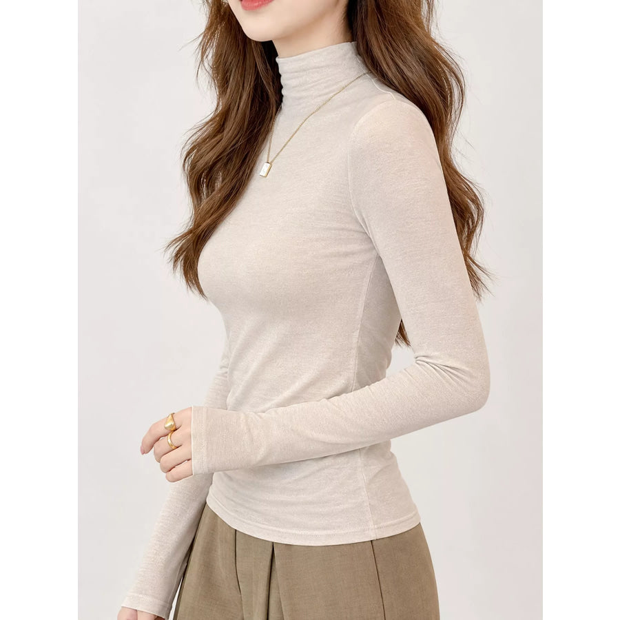 Slim-Fit Mock Neck Long Sleeve T-Shirt Apparel and Accessories