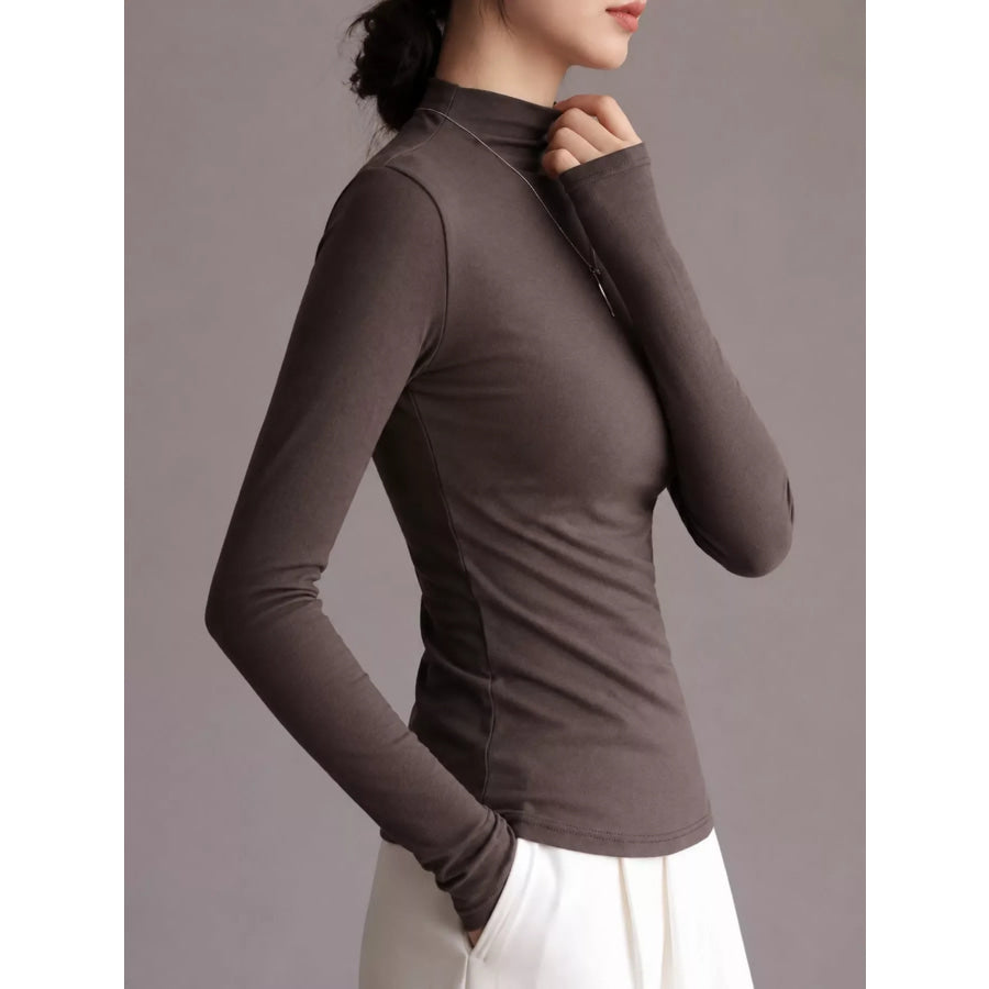Slim-Fit Mock Neck Long Sleeve T-Shirt Apparel and Accessories
