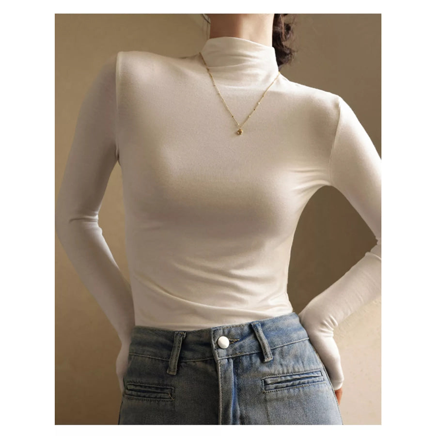 Slim-Fit Mock Neck Long Sleeve T-Shirt Apparel and Accessories