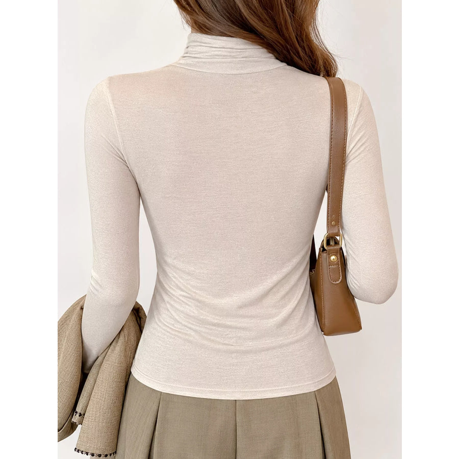 Slim-Fit Mock Neck Long Sleeve T-Shirt Apparel and Accessories