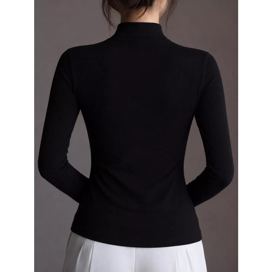 Slim-Fit Mock Neck Long Sleeve T-Shirt Apparel and Accessories
