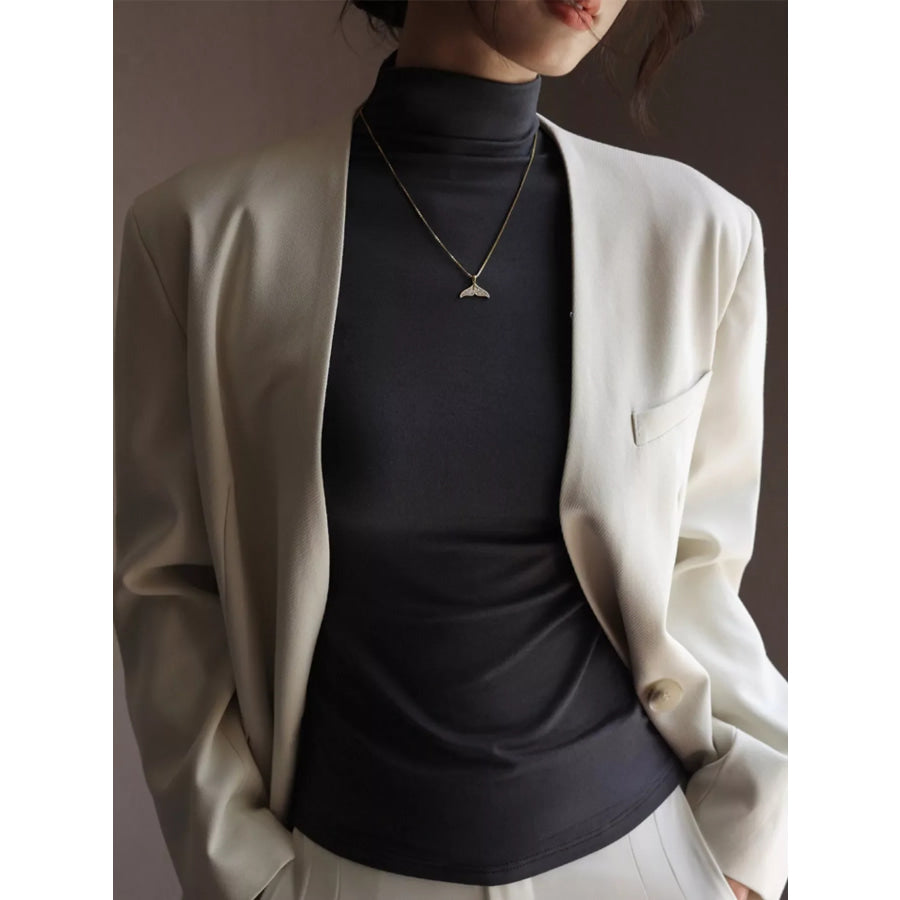 Slim-Fit Mock Neck Long Sleeve T-Shirt Charcoal Gray / S Apparel and Accessories