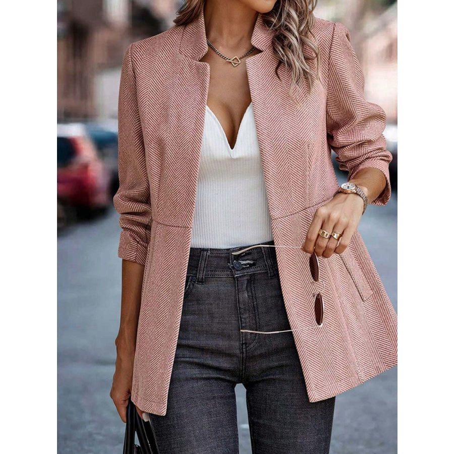Slim Fit Open Front Blazer Pink / S Apparel and Accessories