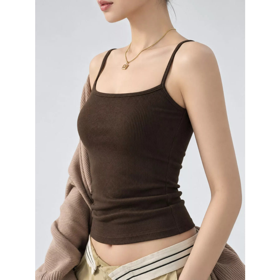 Slim-Fit Ribbed Square Neck Cami Top Apparel and Accessories