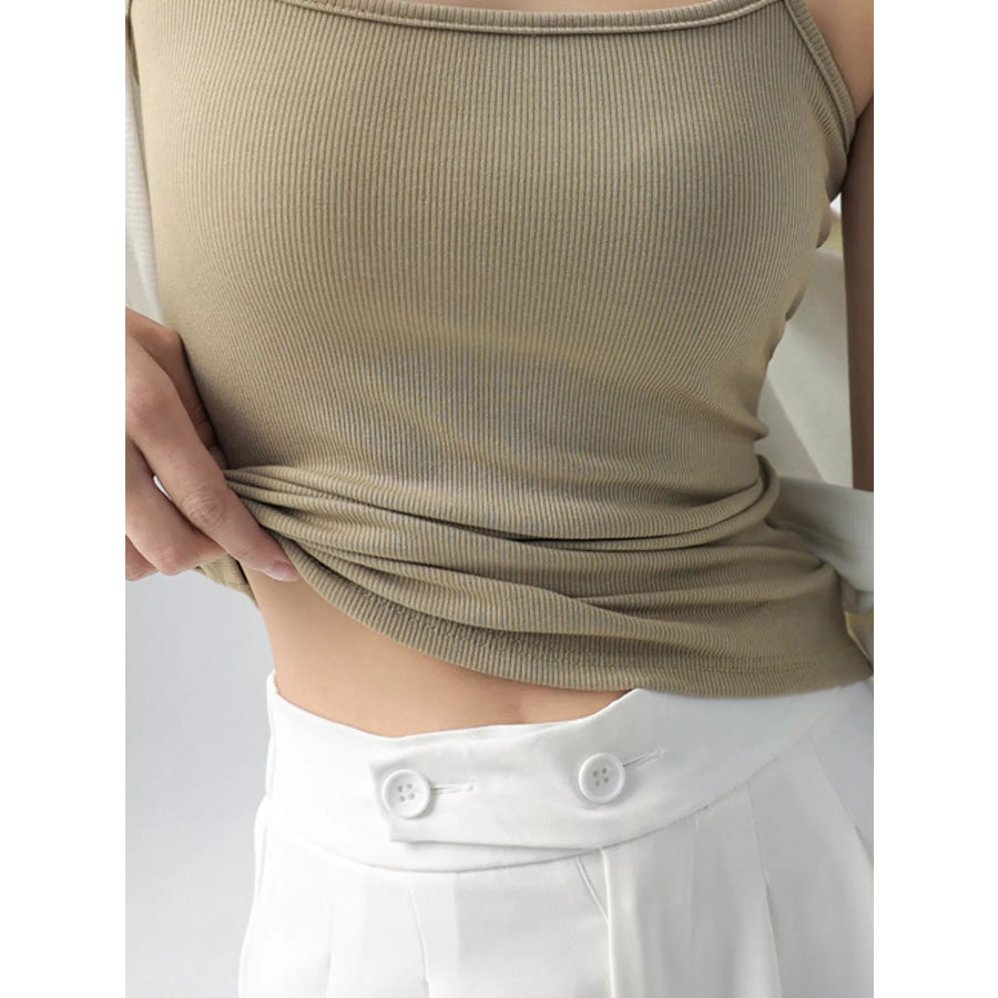 Slim-Fit Ribbed Square Neck Cami Top Apparel and Accessories